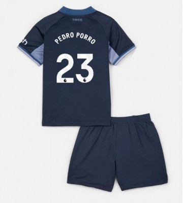 Tottenham Hotspur Pedro Porro #23 Replika Babytøj Udebanesæt Børn 2023-24 Kortærmet (+ Korte bukser)